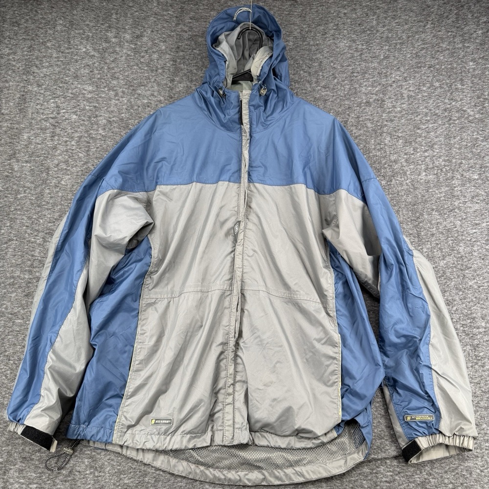 Stearns Jacket Mens Large Blue Hooded Breathable Rain Coat Packable